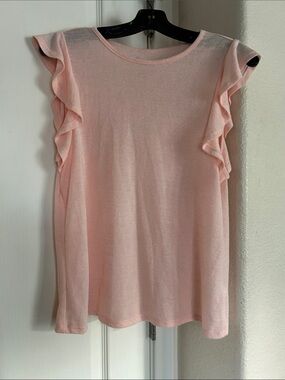 a new day Pale Pink Ruffle Sleeve Tank Top